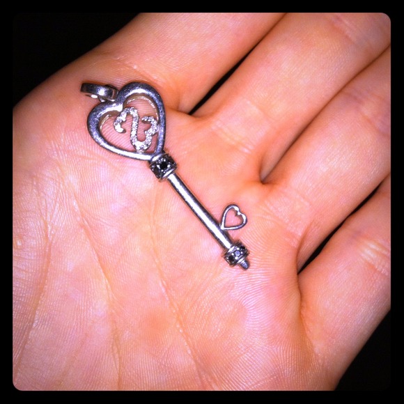 Open Hearts Diamond Key Pendant