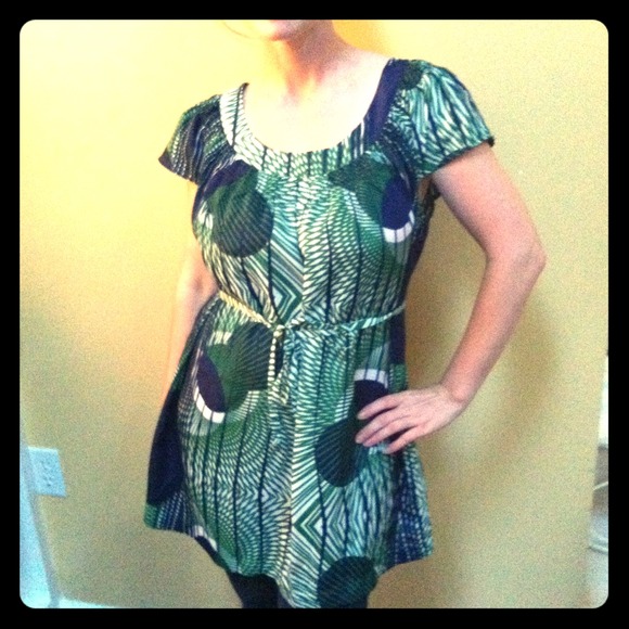 Blue & green maternity blouse