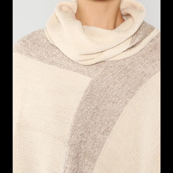 ❌BUNDLED❌Cowl neck fringed poncho sweater - Picture 3 of 4