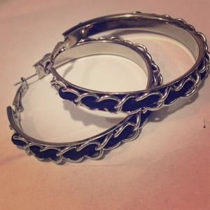 Silver and Suede Hoops