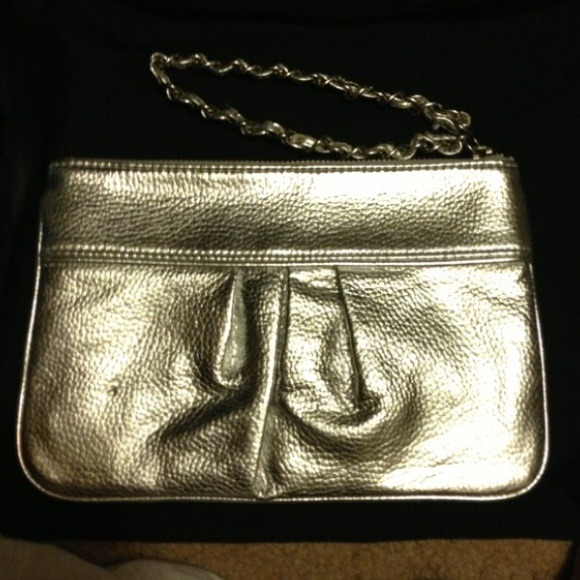 express silver clutch