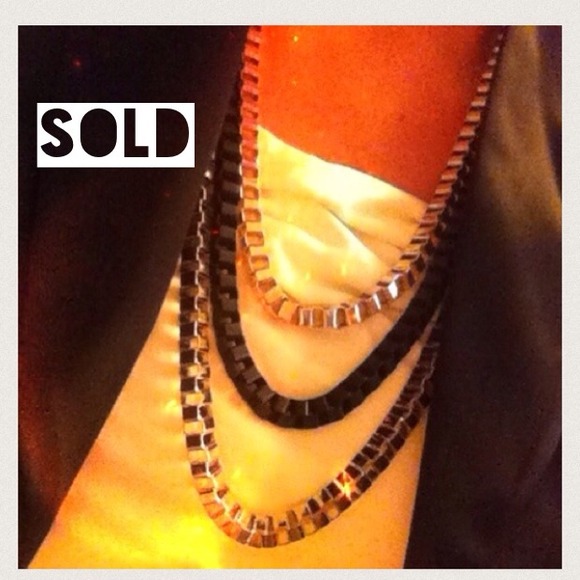 French Connection 3 Row Box Chain Necklace