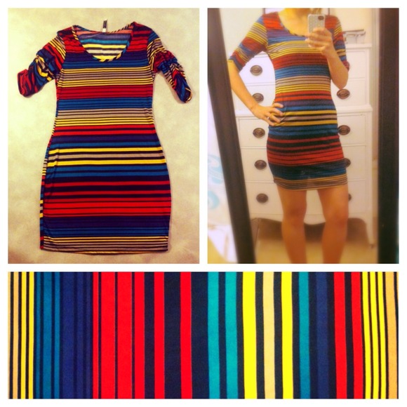 Multicolor Quarter Sleeve Dress