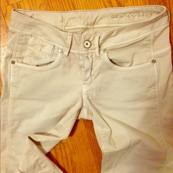 Beige GStar Raw ankle cropped jeans
