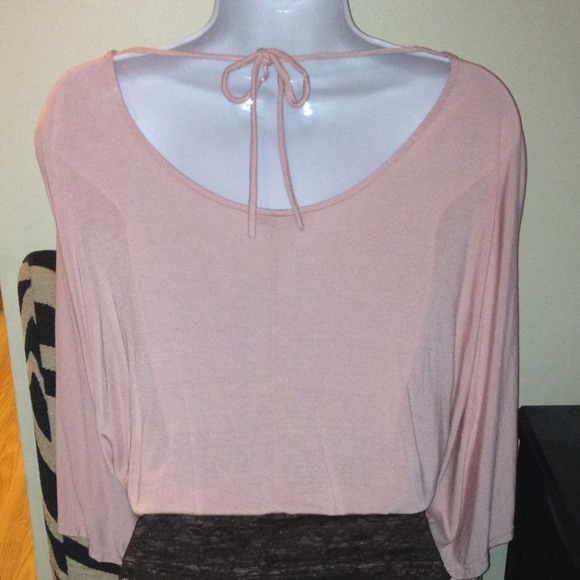 SOLD!!! Pink & Metallic Dolman Oversized Tee - Picture 3 of 4