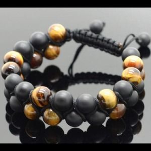 Tiger's Eye/Onyx David Yurman style Weave Bracelet