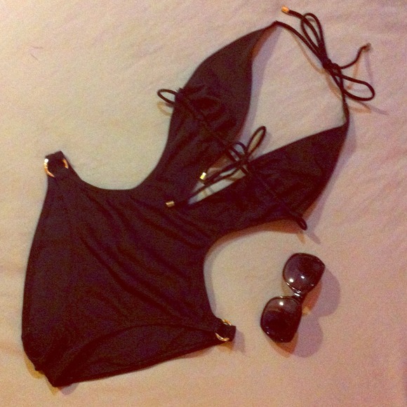 VS Black Monokini with Gold Detail
