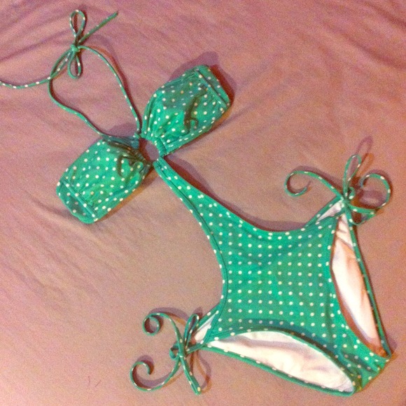 VS Green/White Polka Dot Monokini