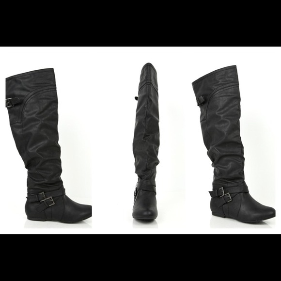 Black tall boots size 9 wide width