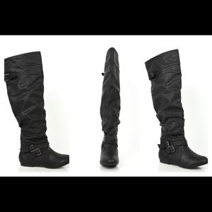 Black tall boots size 9 wide width