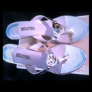 Michael Kors Metallic Silver Wedge Thong Sandal