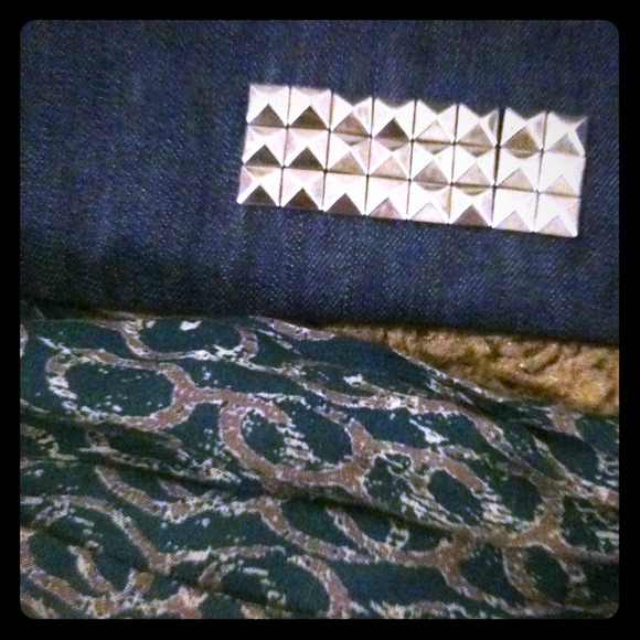 Studded denim wire headband