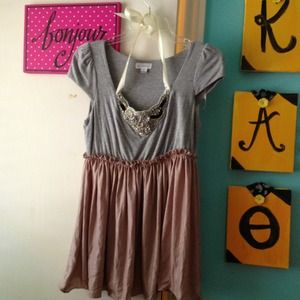 Classy gray and pink bejeweled top