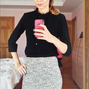 Black ruffled Banana Republic shirt