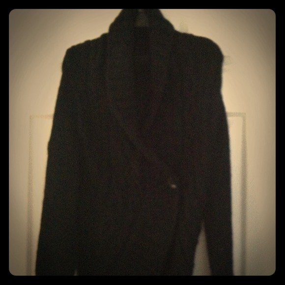 Black cable knit side button sweater