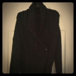 Black cable knit side button sweater