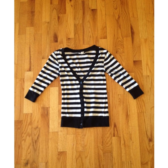 Black and white button-up sweater