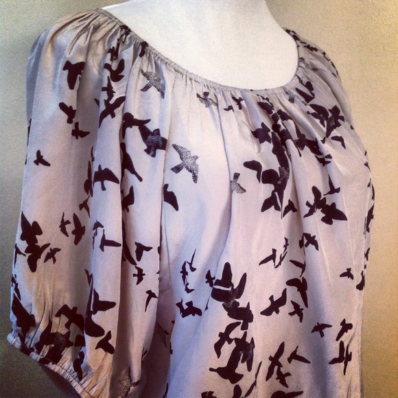SOLD!! Silk Flying Birds Top