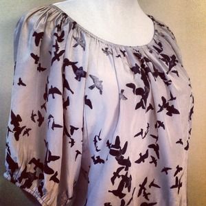SOLD!! Silk Flying Birds Top