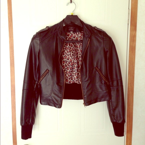 Faux leather bomber jacket