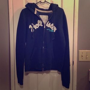 Dark Blue Hollister Zip Up Hoodie