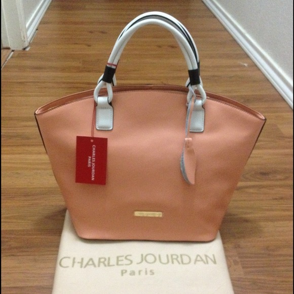 Charles Jourdan Bryn rounded zip tote, peach