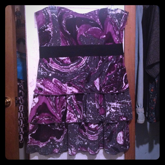 Purple strapless dress
