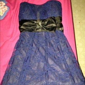 Navy blue strapless dress
