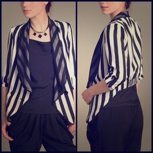 black short blazer with white stripes