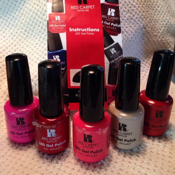 Sold REDUCED 5 bottles red carpet gel nail polish