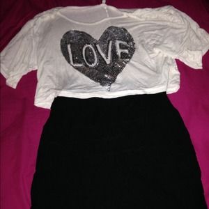 Crop top and mini skirt