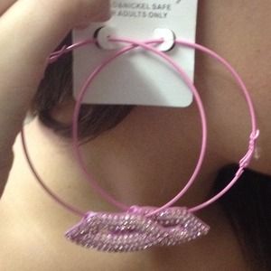 Pink hoop earrings