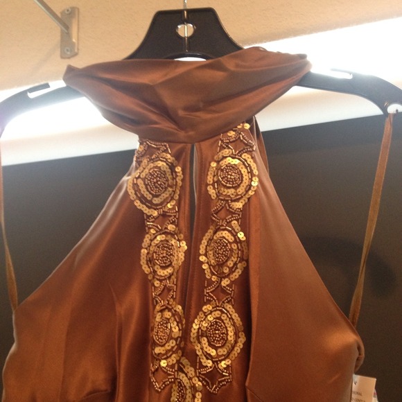 NWT Walter copper/gold beaded halter blouse