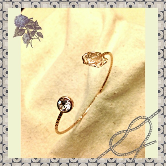 Korean Bangle bracelet light gold with rhinestone