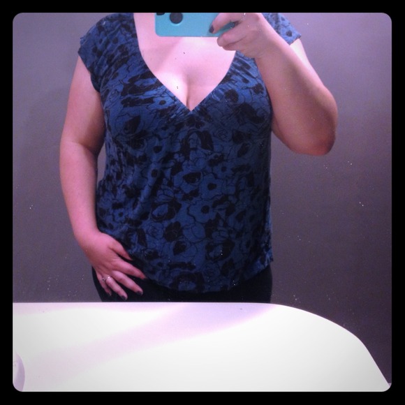 Black & Blue Floral Top