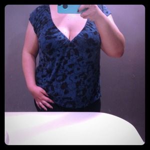 Black & Blue Floral Top