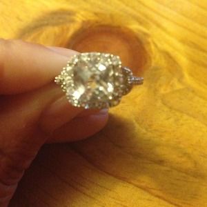 Lab created white sapphire ring