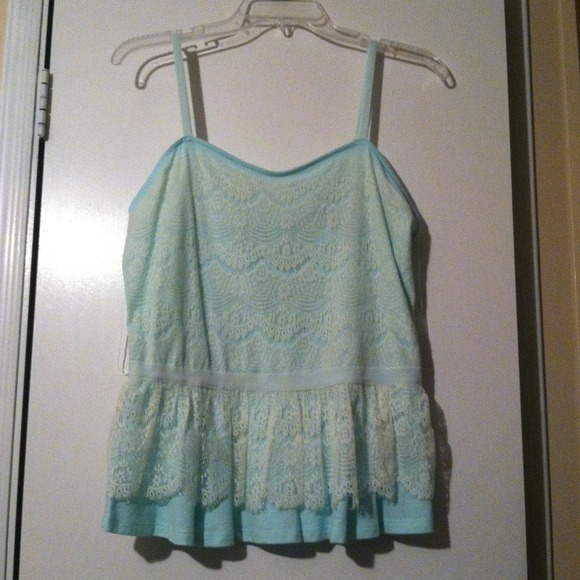 Green and off white tank top