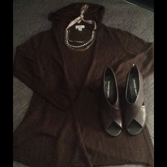 LOFT Sweaters - LOFT Chocolate Brown Hooded Cardigan