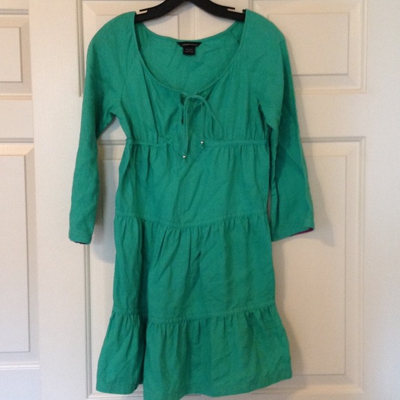 MODA international green linen summer dress