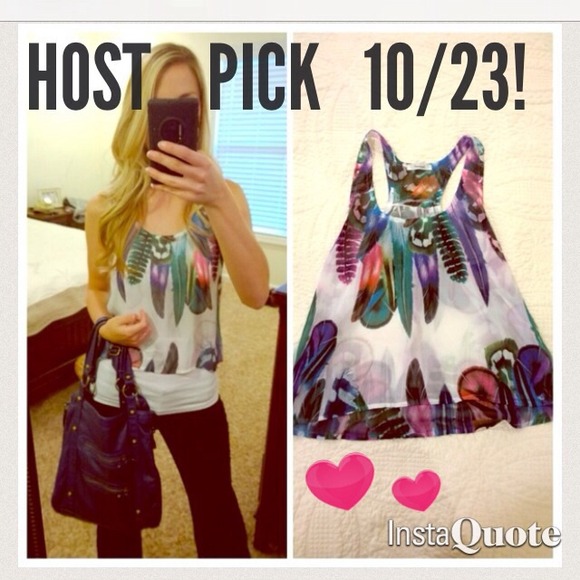 ❌SOLD❌Sheer feather crop tank top