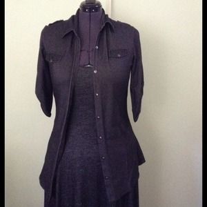 Denim look button down top