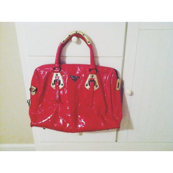 Large red handbag
