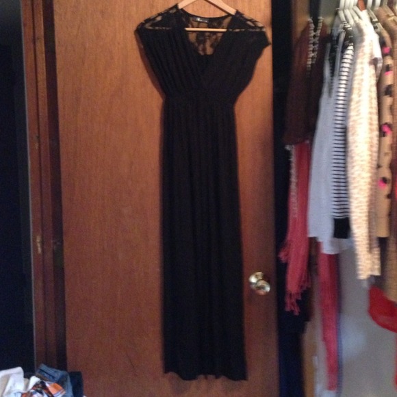 Black lace top maxi dress