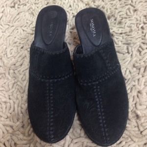 Black Suede-Like Clogs, Size 8 M