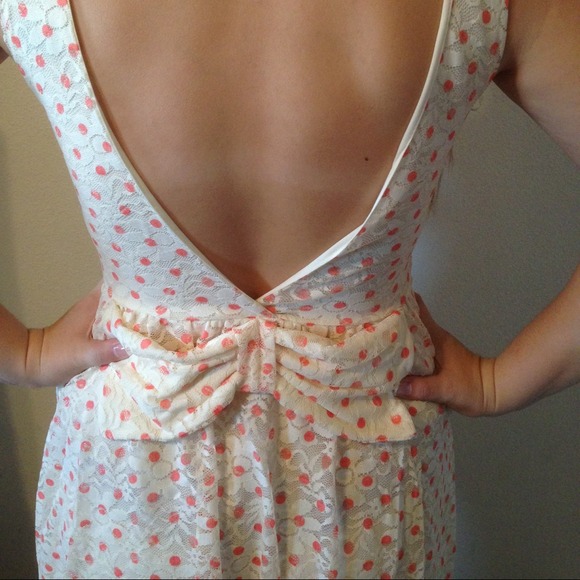 🔴Bundled🔴Coral and Cream Polka Dot Dress - Picture 2 of 4