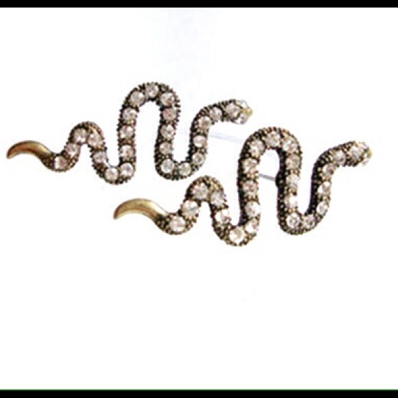 Rhinestone Studded Snake Earrings