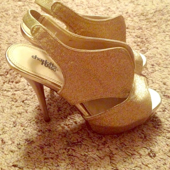 Charlotte Russe gold sparkle stilettos