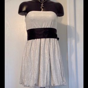 Y2K The Limited Strapless Bubble Hem Top / Mini Dress Gold Knit Black Satin Belt