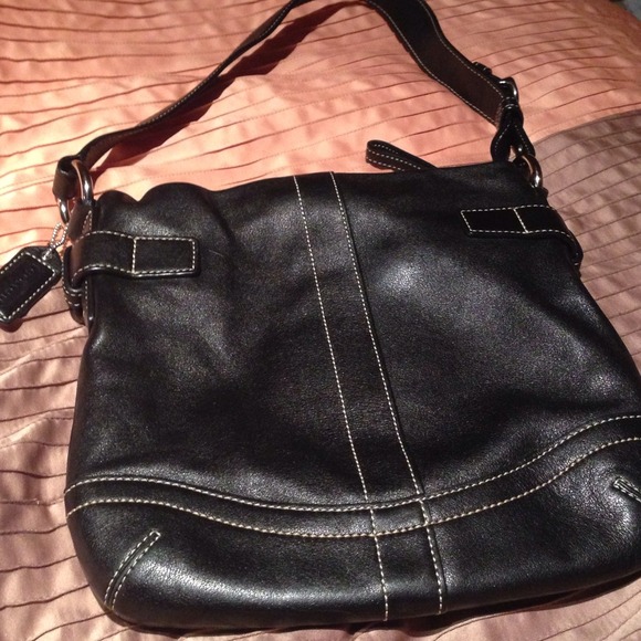 Black Leather Coach Handbag - Picture 2 of 4